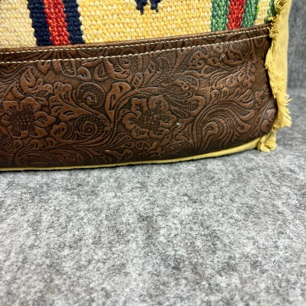Myra Bag Multicolor Striped Tote with Brown Accents Shoulder Bag